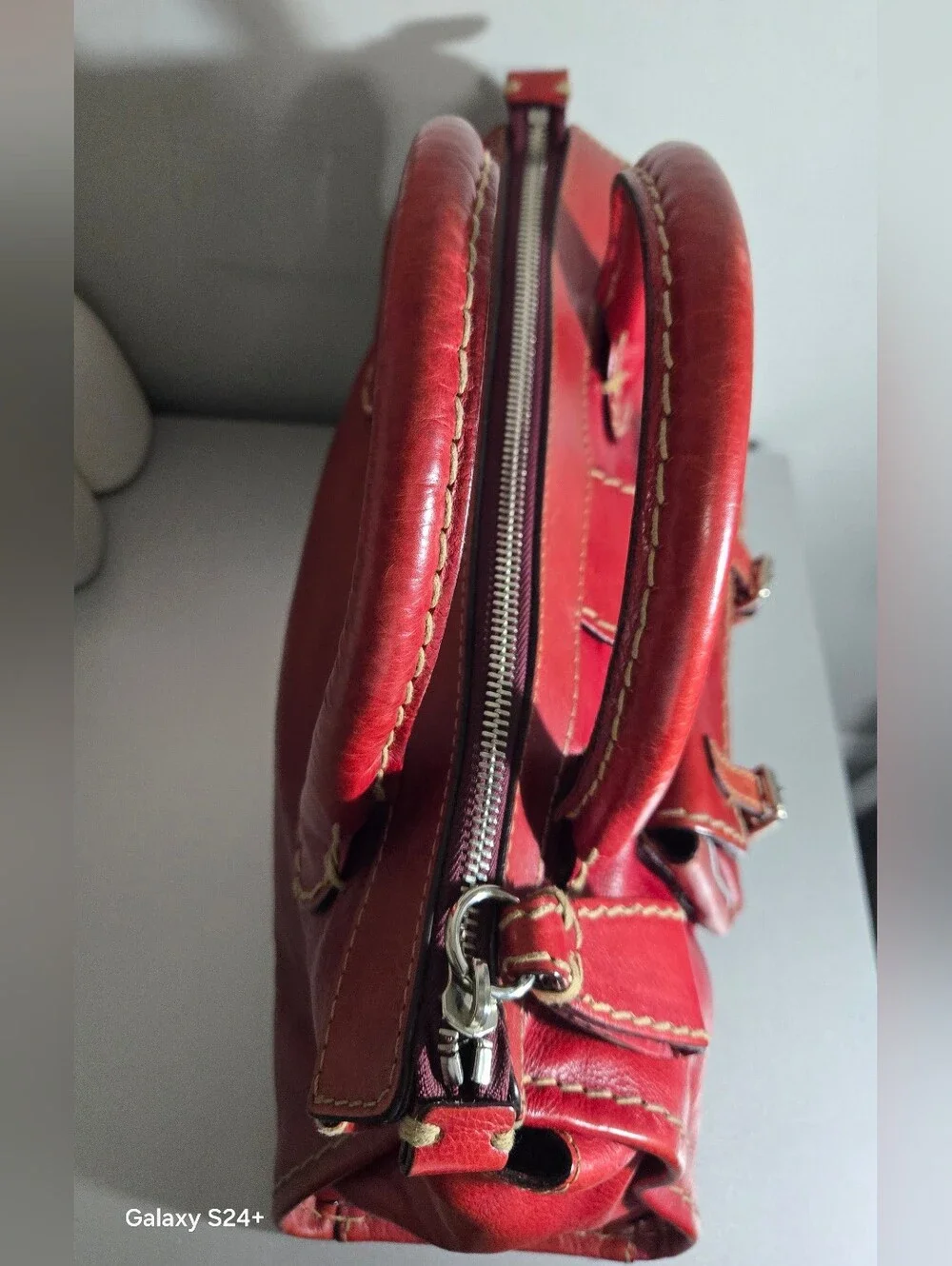 Vintage 2000s Chloé Red Leather Edith Satchel Handbag Y2K Made in Italy